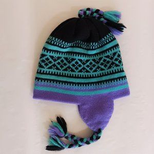 Vintage Meister 100% New Wool Knitted Earflap Beanie With Tassels